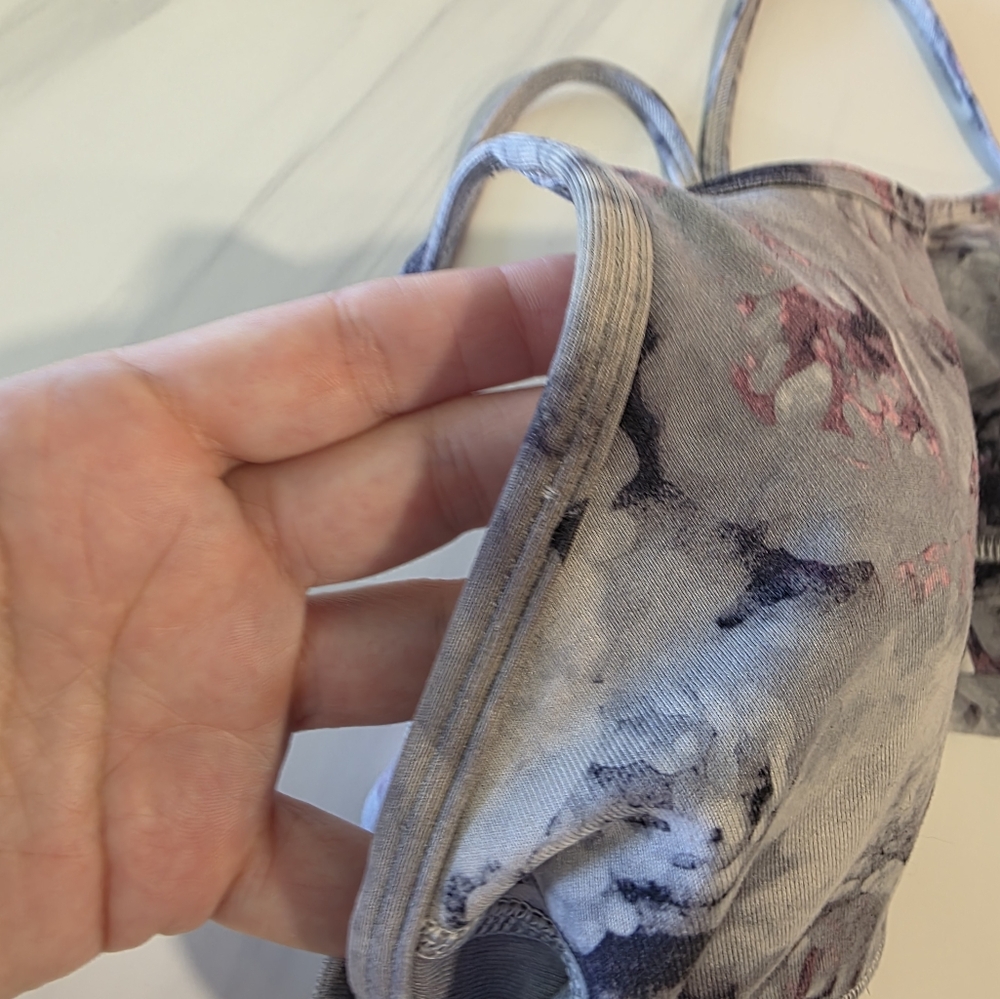 Lululemon Athletica 10 Power Y Sports Bra Gray & Pink Floral Sporty Yoga - Picture 8 of 13